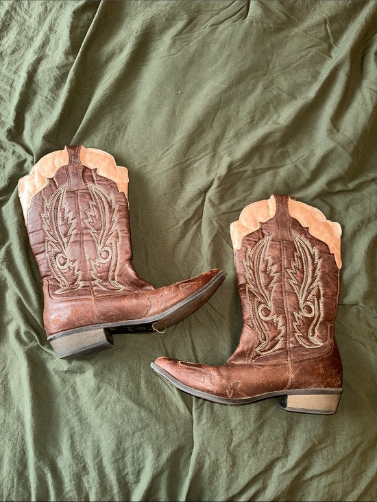 Coconuts by Matisse Shoes - Coconuts by Matisse Brown Leather Western Boots with Tan Top